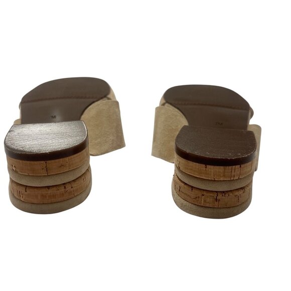 Jildor Beige Suede Women’s Sandals Cork Heel elegant Design Womens sandals Sz 7 - Picture 9 of 10